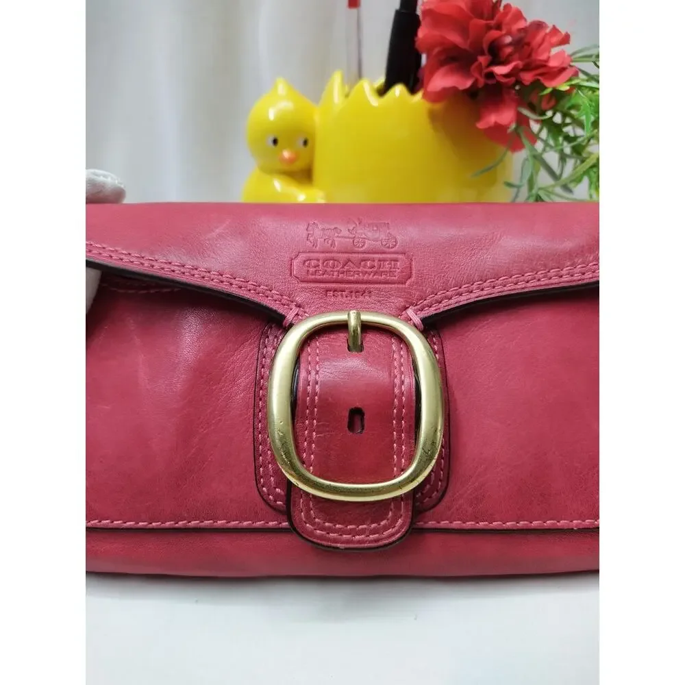 Coach Bleecker Red Leather Buckle Wristlet - Wallet